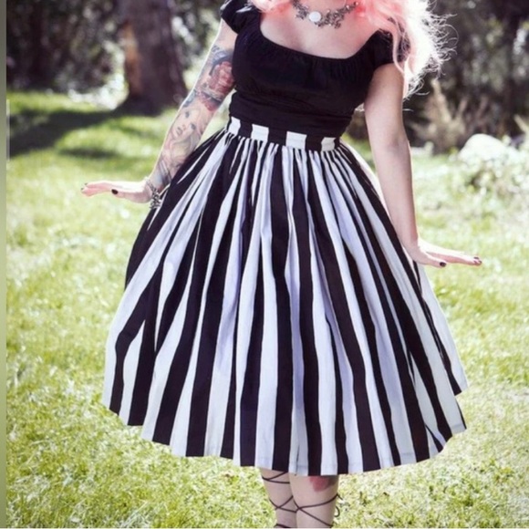 Pinup Couture Black & White Striped “Beetlejuice” Swing...